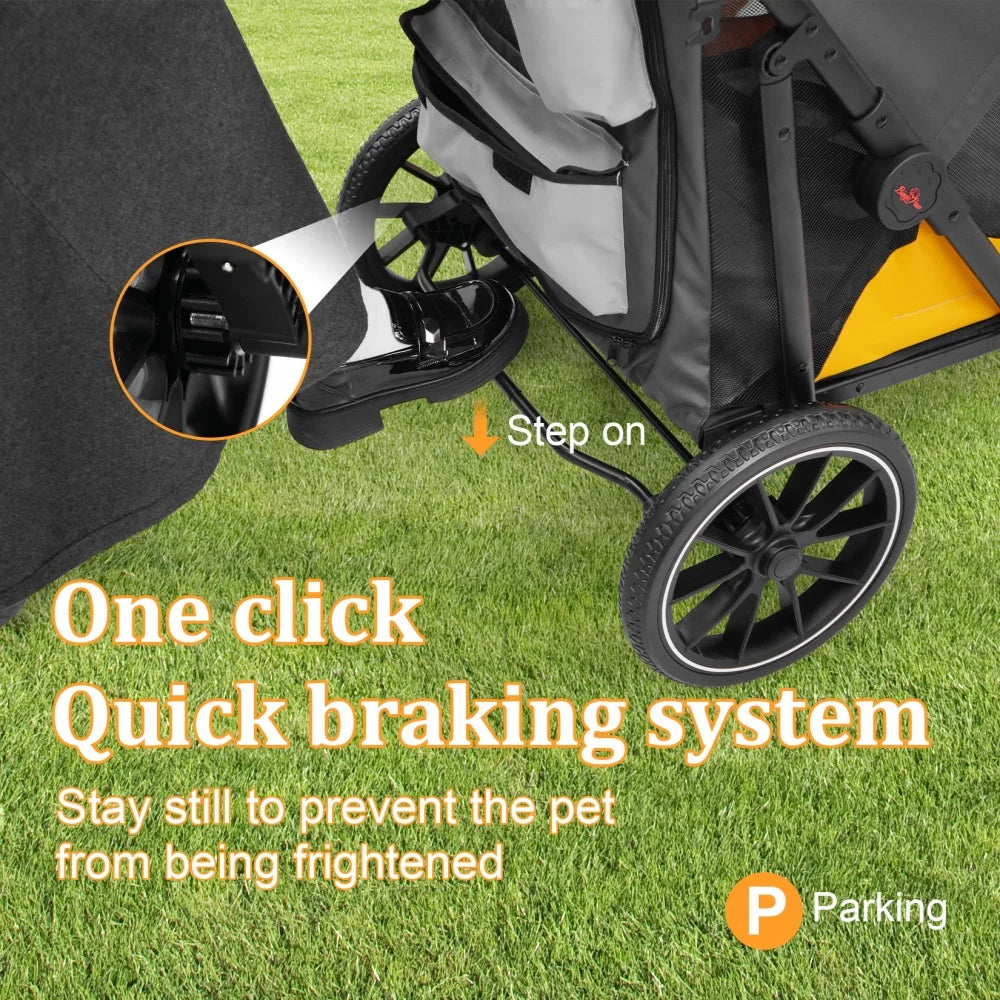 Foldable Four Wheel Pet Stroller With Cushion And Cup Holder