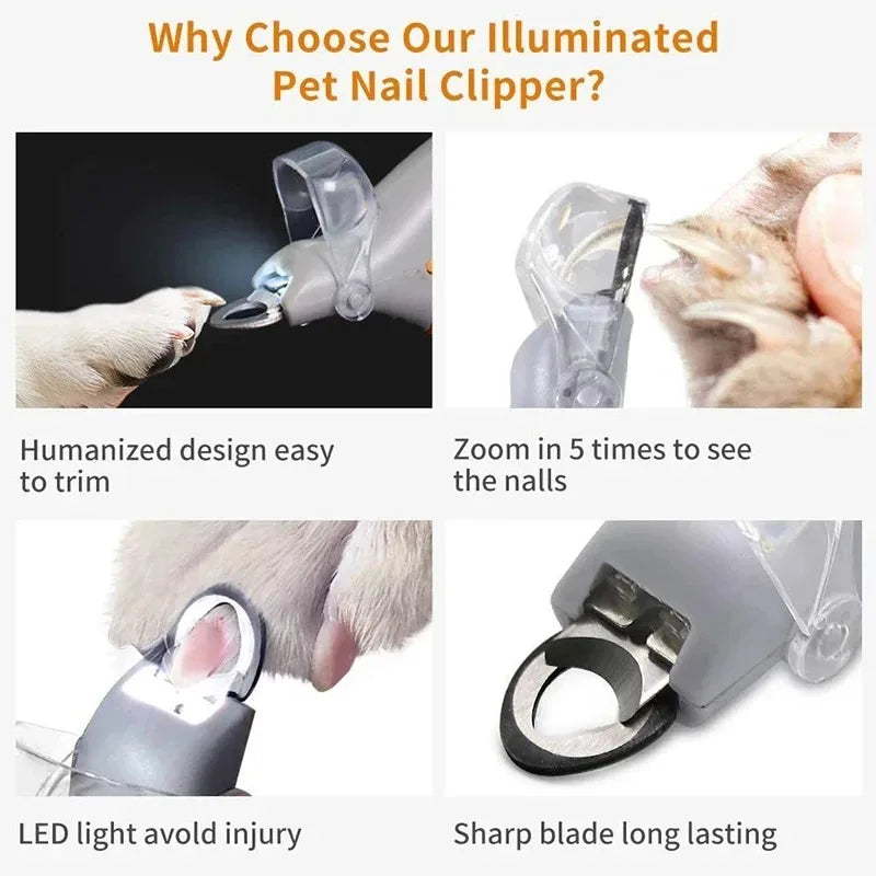Stainless Steel Led Pet Nail Clipper With Built In Light
