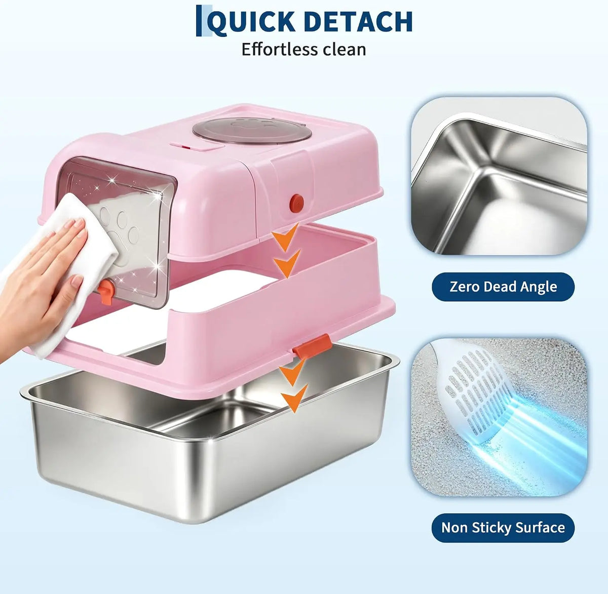 HiMISS Stainless Steel Enclosed Litter Box With Secure Lid