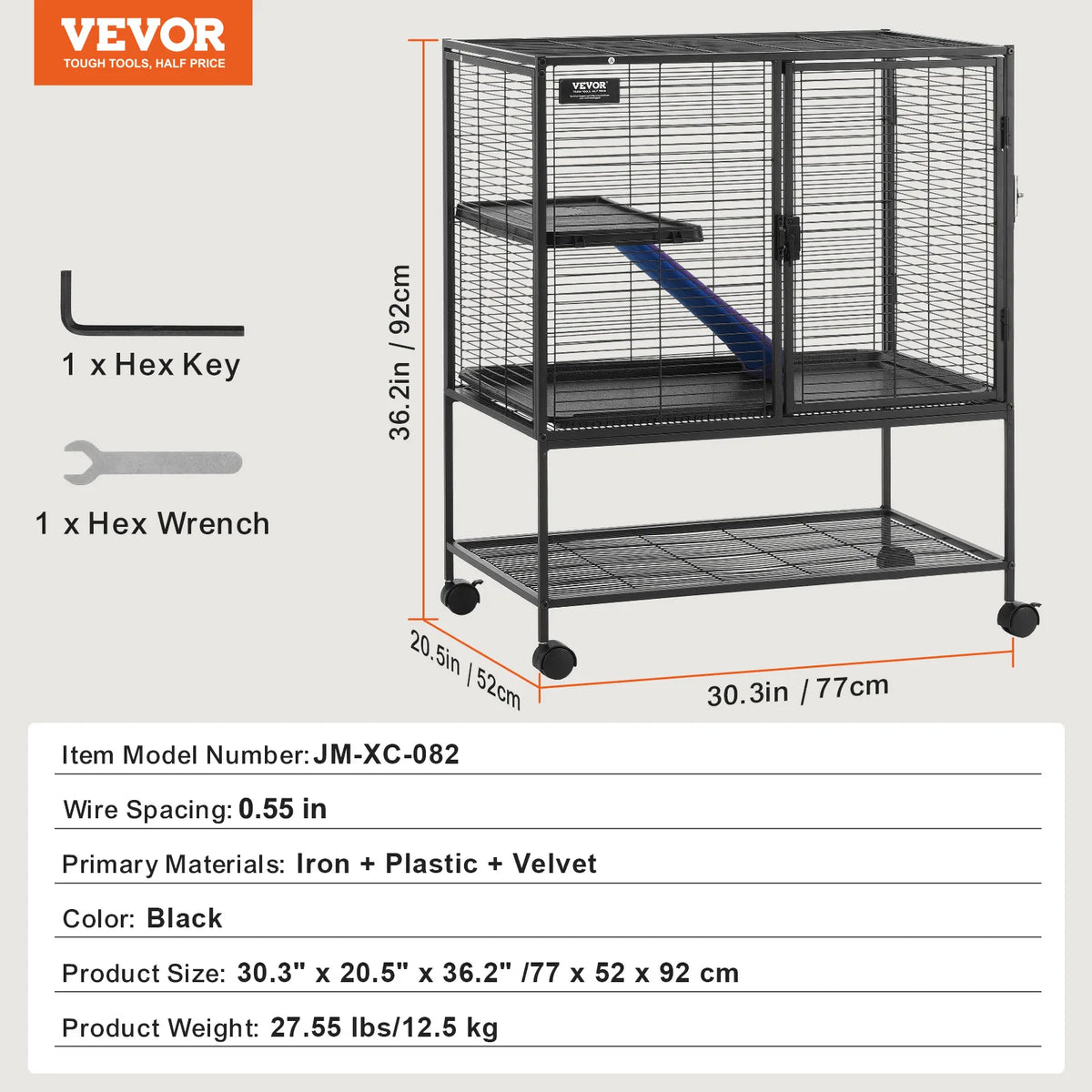 Multi Tier Rolling Metal Small Animal Cage For Rats Hamsters
