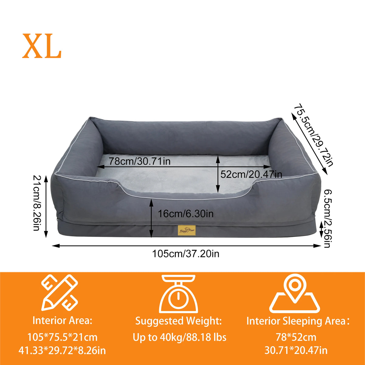 Bingopaw Orthopedic Faux Fur Dog Bed With Waterproof Bolster Lining