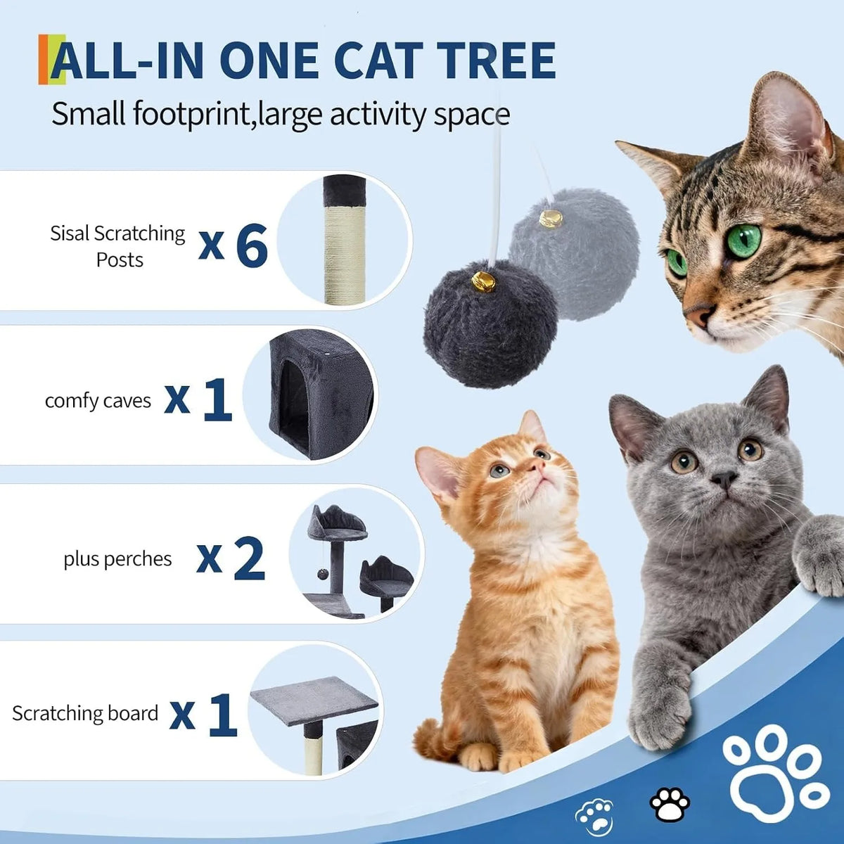 Premium Multi Cat Tower Featuring Sisal Scratching Posts And Condos