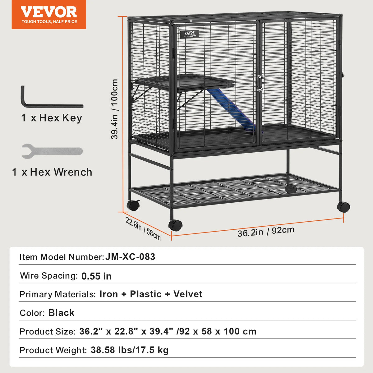 Durable Rolling Metal Multi Level Small Animal Cage