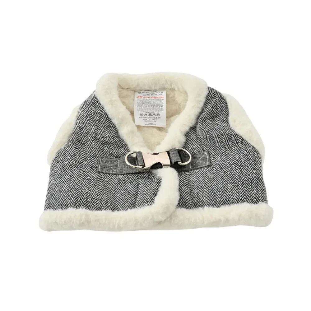 Winter Fleece Lined Dog Harness Vest With Metal Buckle