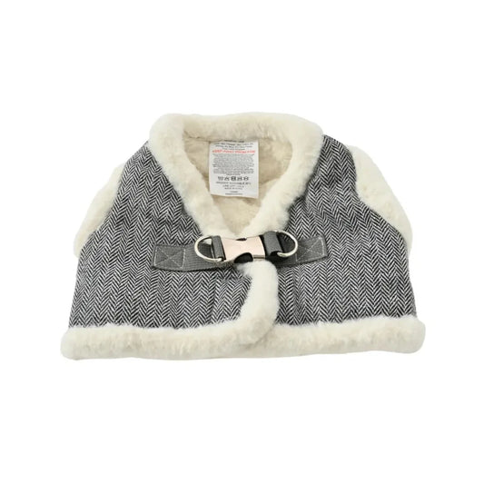 Winter Fleece Lined Dog Harness Vest With Metal Buckle