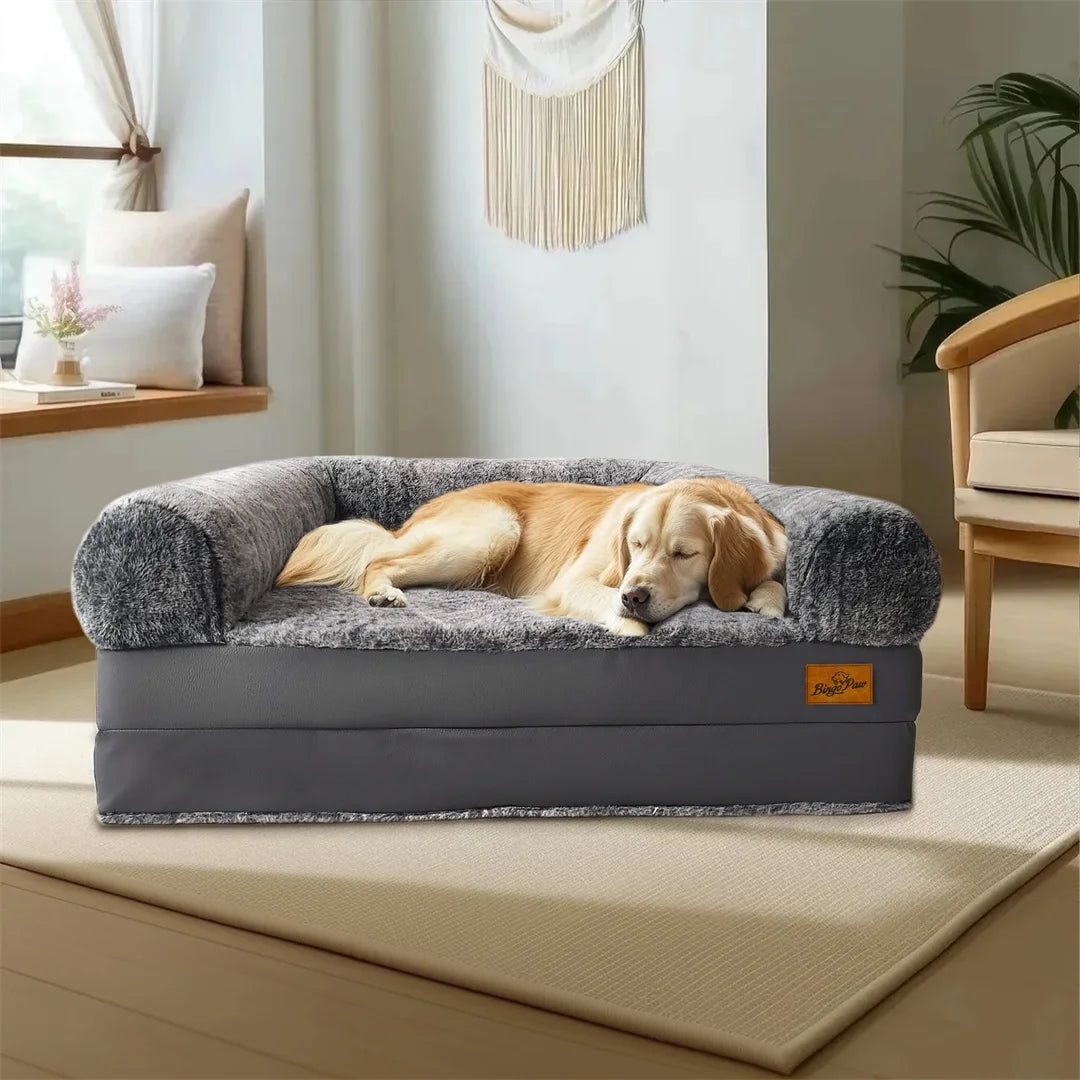 BINGOPAW Foldable Orthopedic Giant Dog Bed With Plush Cover
