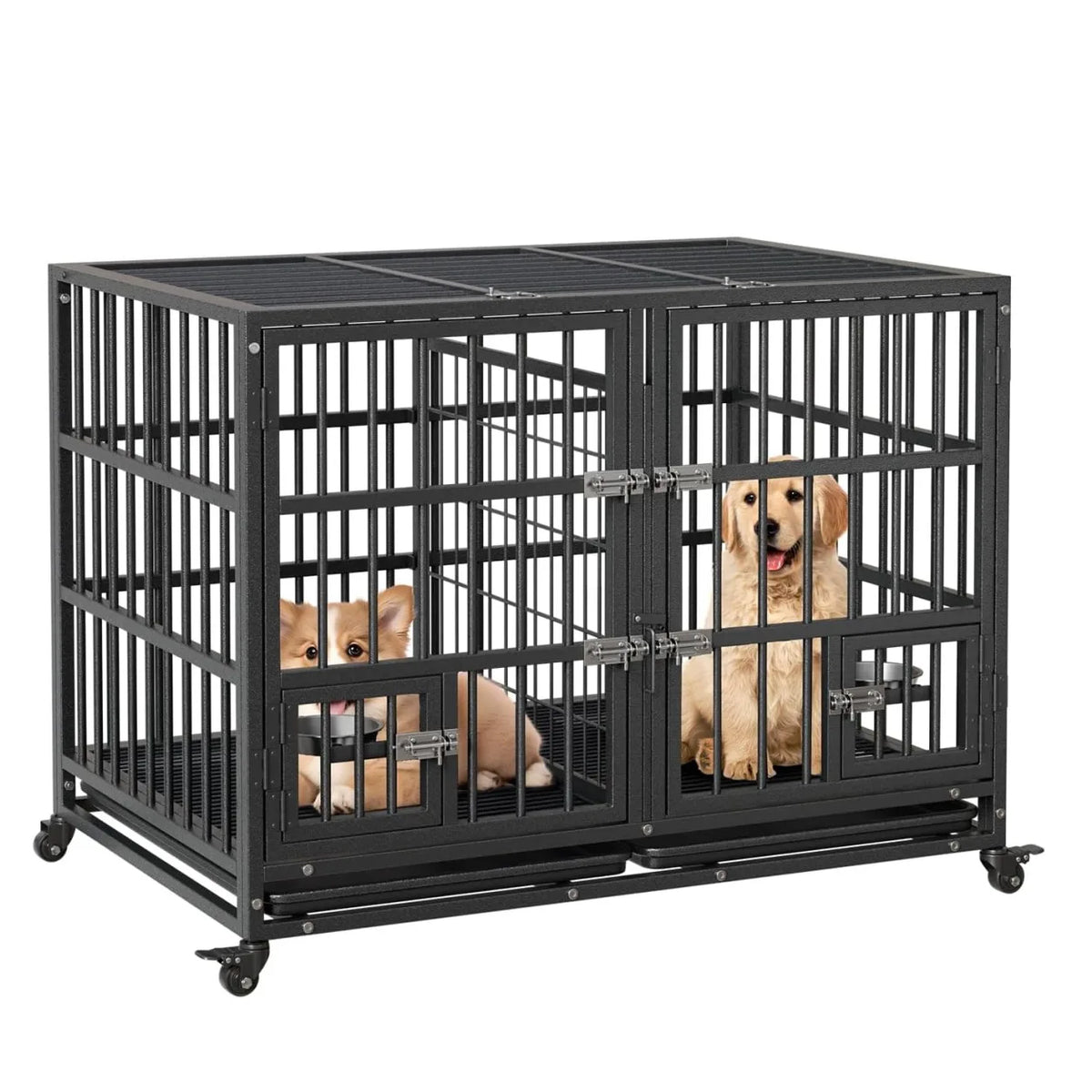 Anixol Heavy Duty Metal Dog Crate With Secure Locking Wheels