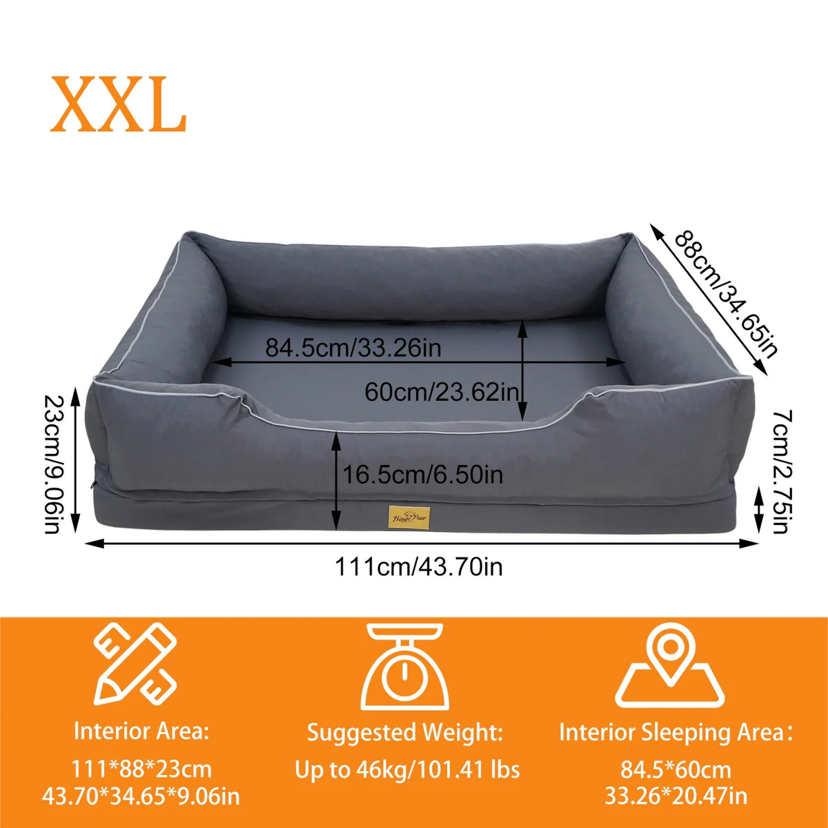 Bingopaw Orthopedic Faux Fur Dog Bed With Waterproof Bolster Lining