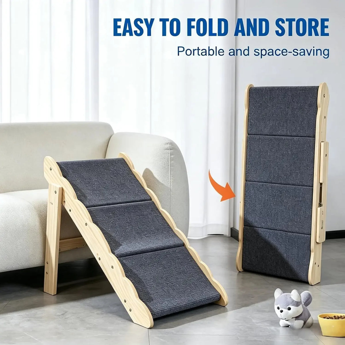 Garvee Wooden Dog Stairs Non Slip Pet Ramp For Pets