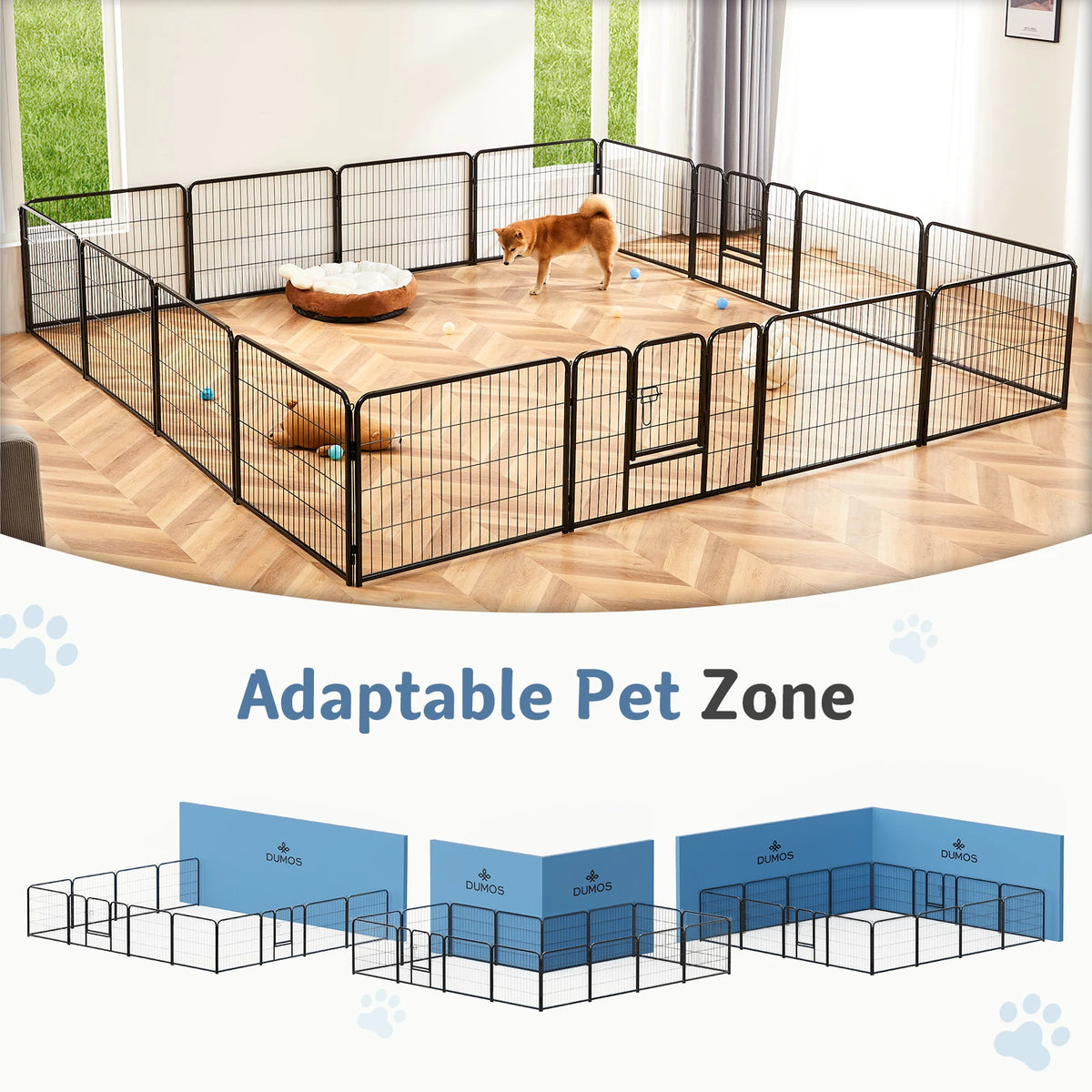 JHK Foldable Metal Dog Playpen Heavy Duty Pet Fence