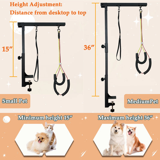 Height Adjustable Dog Grooming Arm With Dual Haunch Holders