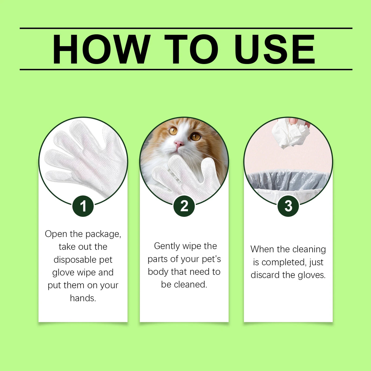 Disposable Pet Glove Wipes For Cleaning Dog And Cat Fur