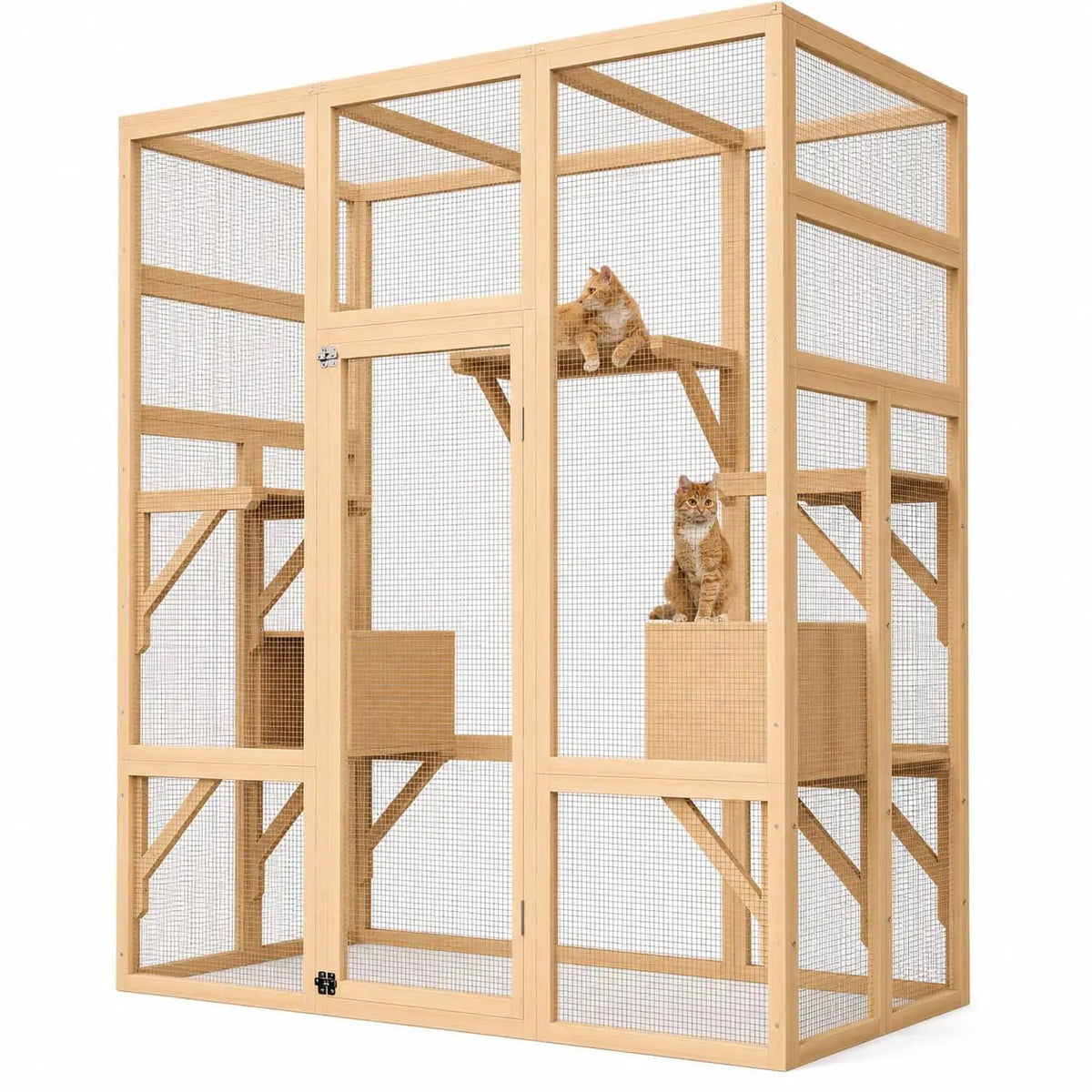 HiMISS Wooden Outdoor Catio Cat Enclosure With UV Roof