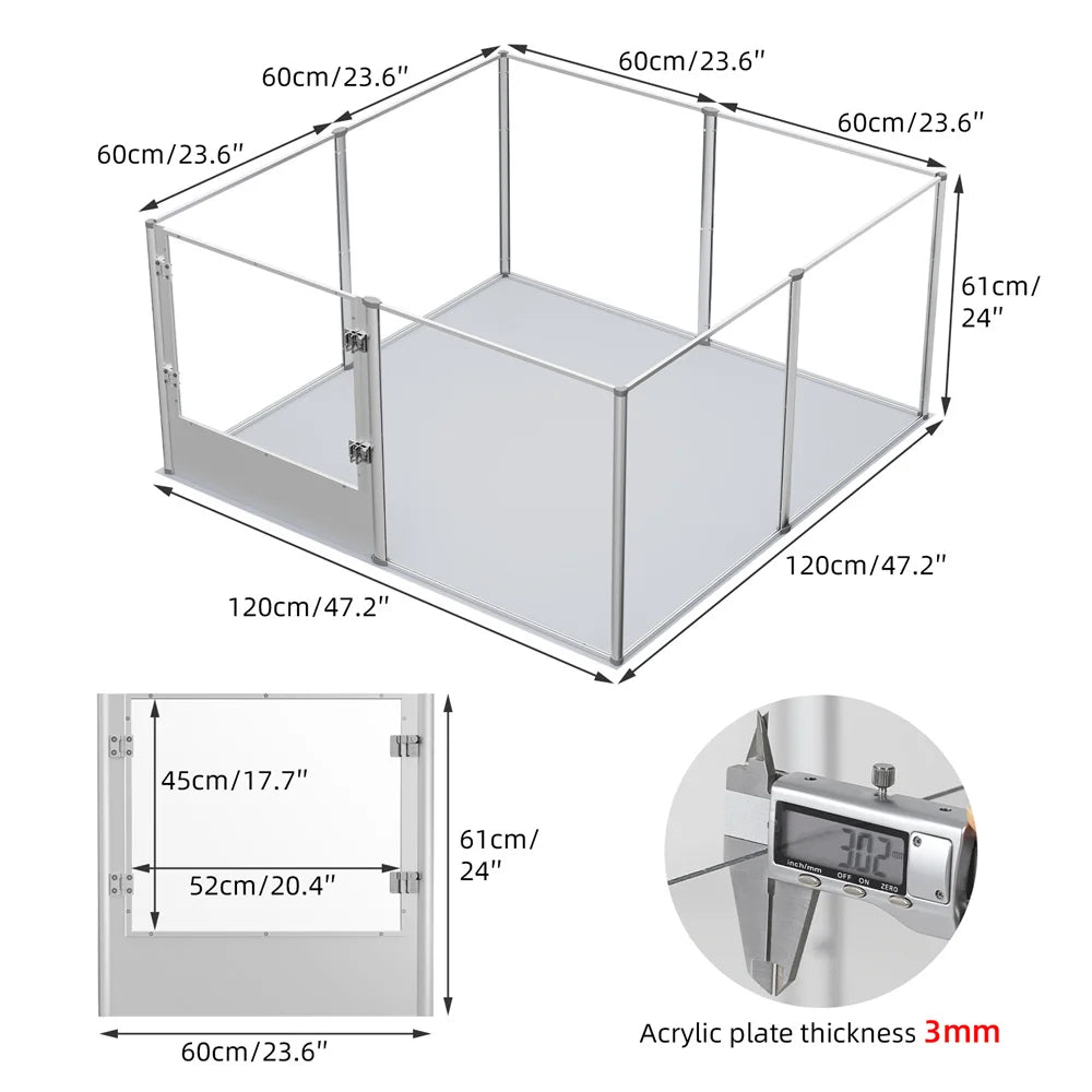 Borwart Acrylic Dog Playpen Transparent Indoor Pet Enclosure