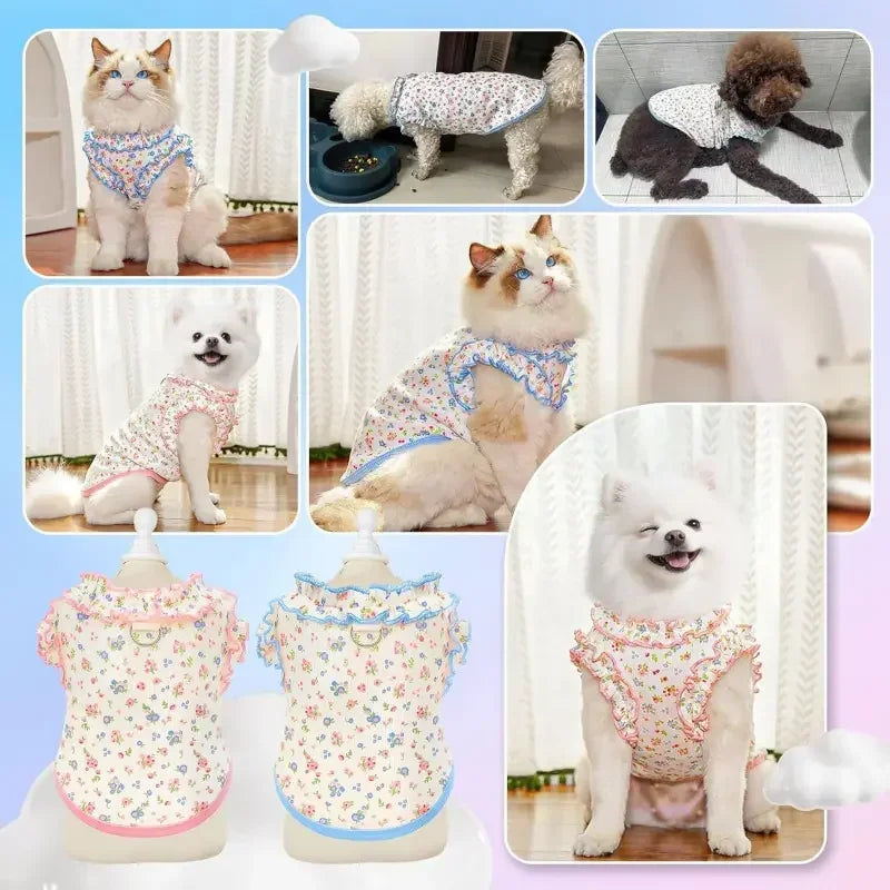 Breathable Ruffle Sleeves Pet T Shirt For Small Dogs