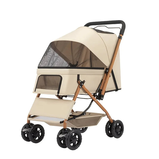 Spacious Four Wheeled Pet Stroller For Convenient Outdoor Adventures