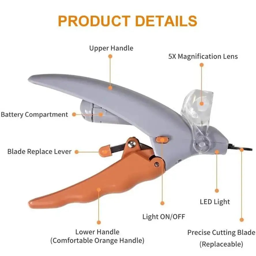 Stainless Steel LED Pet Nail Clippers for Safe Dog Grooming