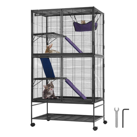 SucceBuy Durable Rolling Metal Four Tier Animal Cage