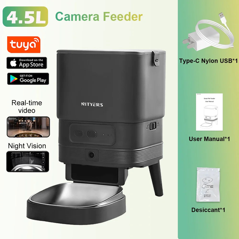 Nityers Automatic Pet Feeder With Stainless Steel And Voice Recorder