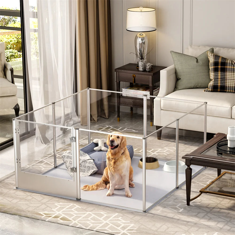Borwart Acrylic Dog Playpen Transparent Indoor Pet Enclosure