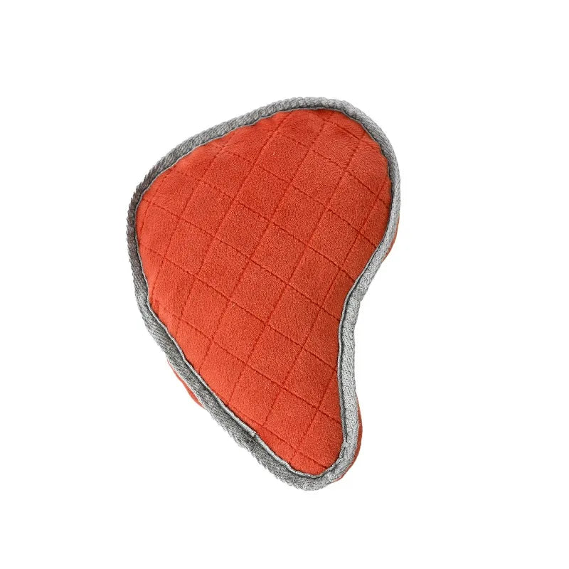 Tough Steak Plush Dog Toy With Squeaker And Crinkle Paper