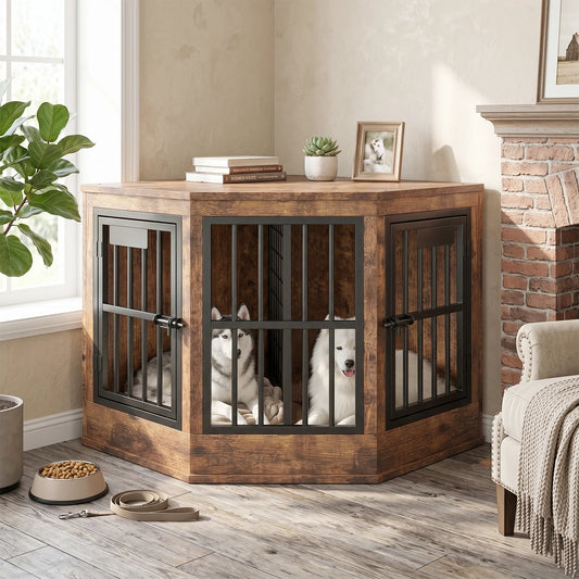 Modern Corner Dog Crate Furniture With Decorative TV Stand