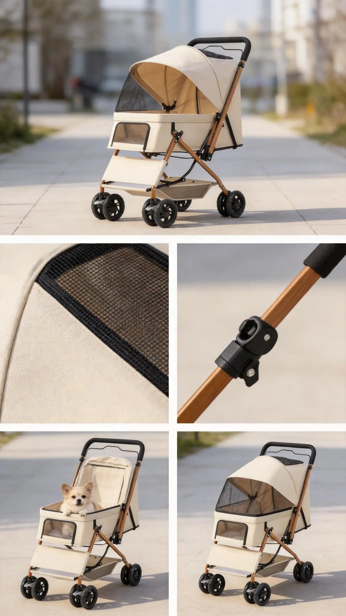 Spacious Four Wheeled Pet Stroller For Convenient Outdoor Adventures