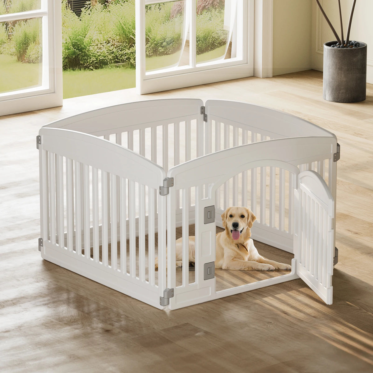 JHK Plastic Expandable 6-Panel Dog Fence for Medium Pets