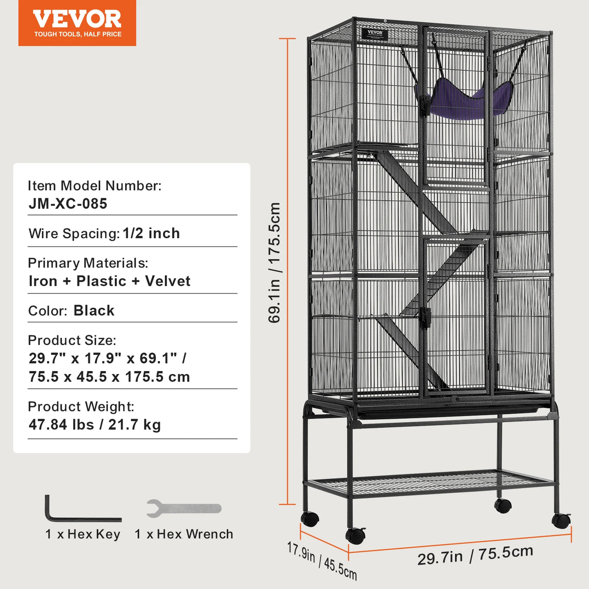 Durable Rolling Metal Multi Level Small Animal Cage
