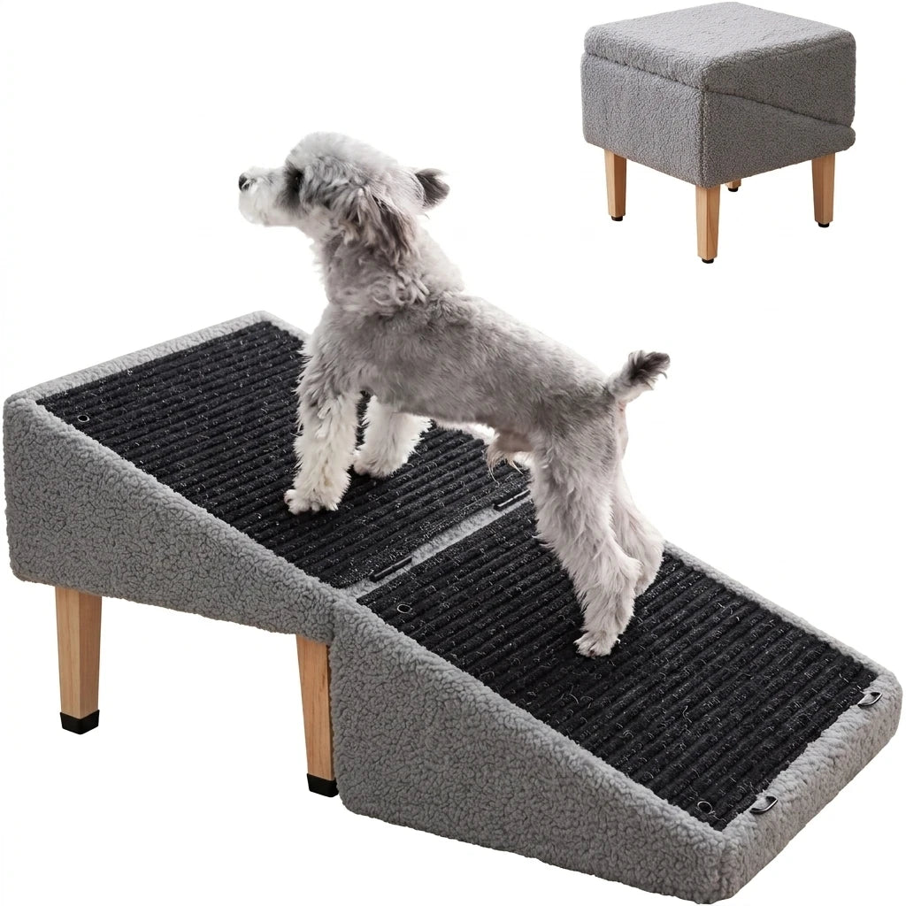 Mewang Essential Wooden Pet Ramp With Secure Storage Box