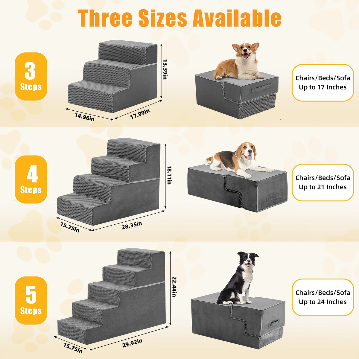 Premium Foam Dog Stair Ramp For Small Pets Indoor Use