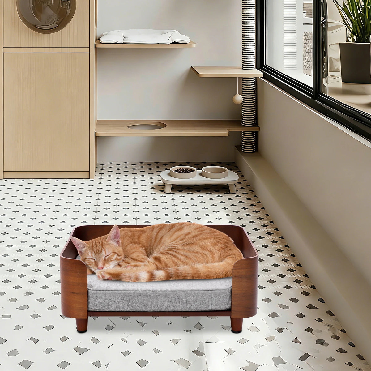 Elevated Pet Sofa Bed With Washable Cushion For Small Dogs