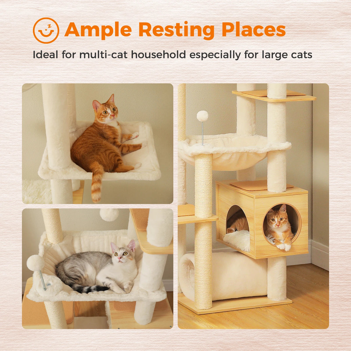 PAWZ Road Height Adjustable Wooden Floor To Ceiling Cat Tower