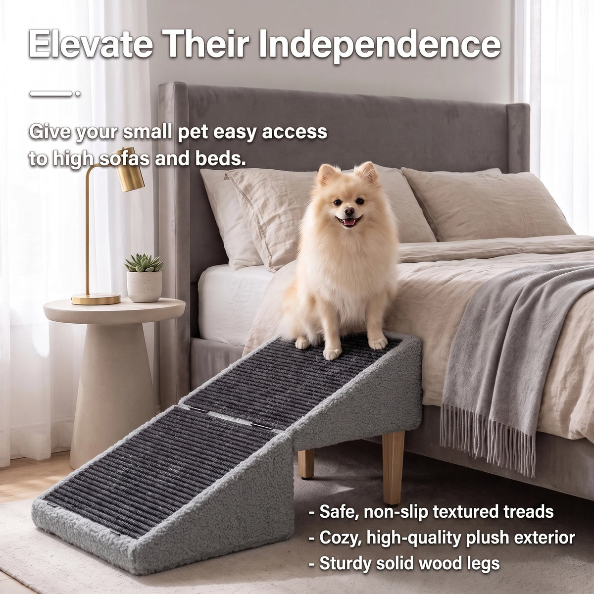 Mewang Essential Wooden Pet Ramp With Secure Storage Box