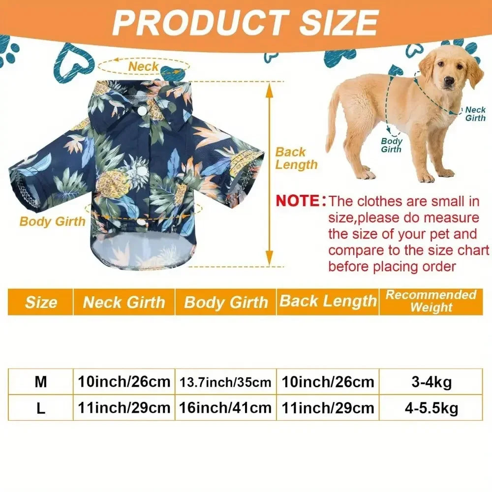 Breathable Set Of 4 Hawaiian Dog And Cat Summer Shirts
