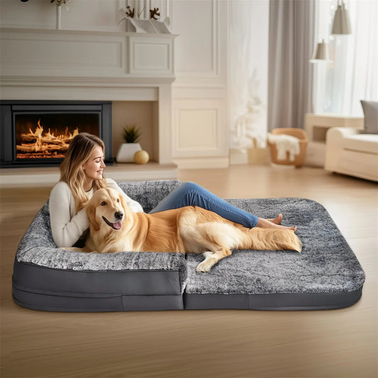 BINGOPAW Foldable Orthopedic Giant Dog Bed With Plush Cover