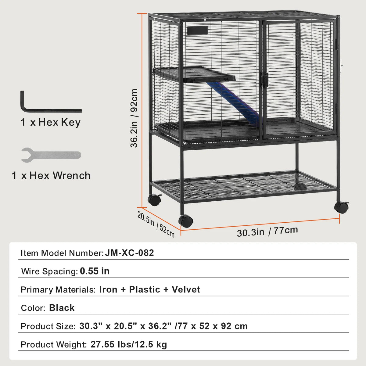 Four Tier Metal Rolling Small Animal Cage For Ferrets Rats