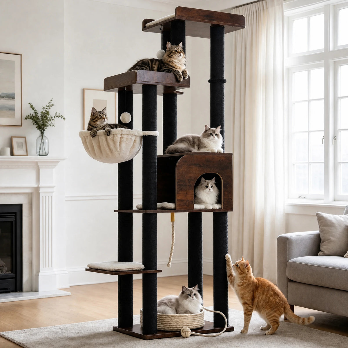 PAWZ Road Cat Tower With Bed And Cotton Rope Posts