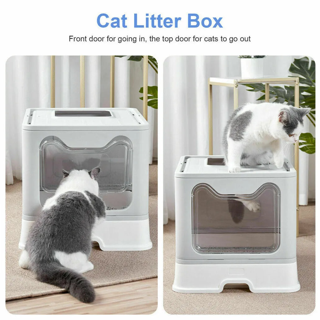 Premium Semi Closed Plastic Cat Litter Box With Scoop