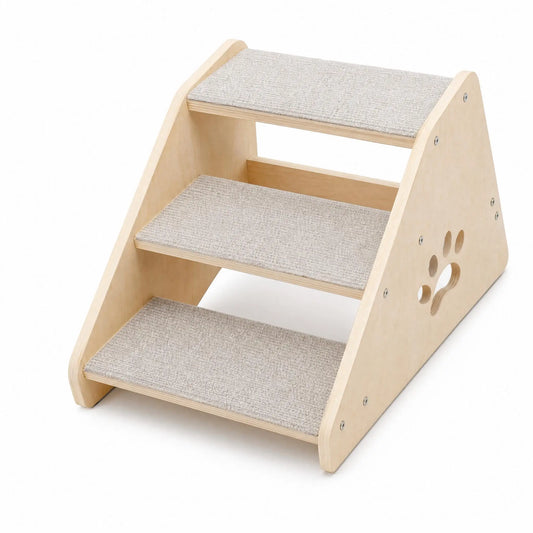 3 Step Wooden Pet Staircase Small Dogs Non Slip Soft