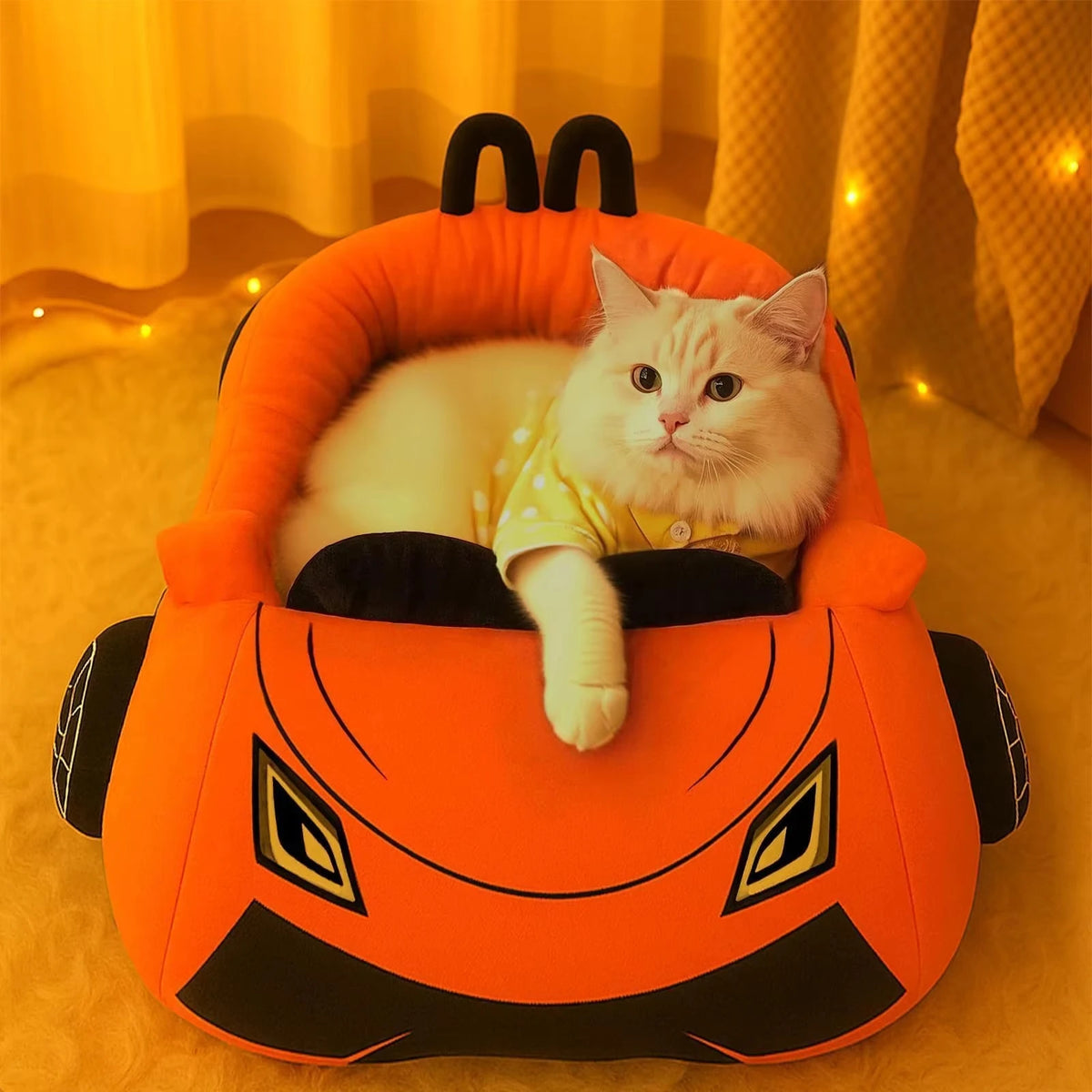 CWV Soft Supercar Style Cat Bed With Plush Coral Fleece