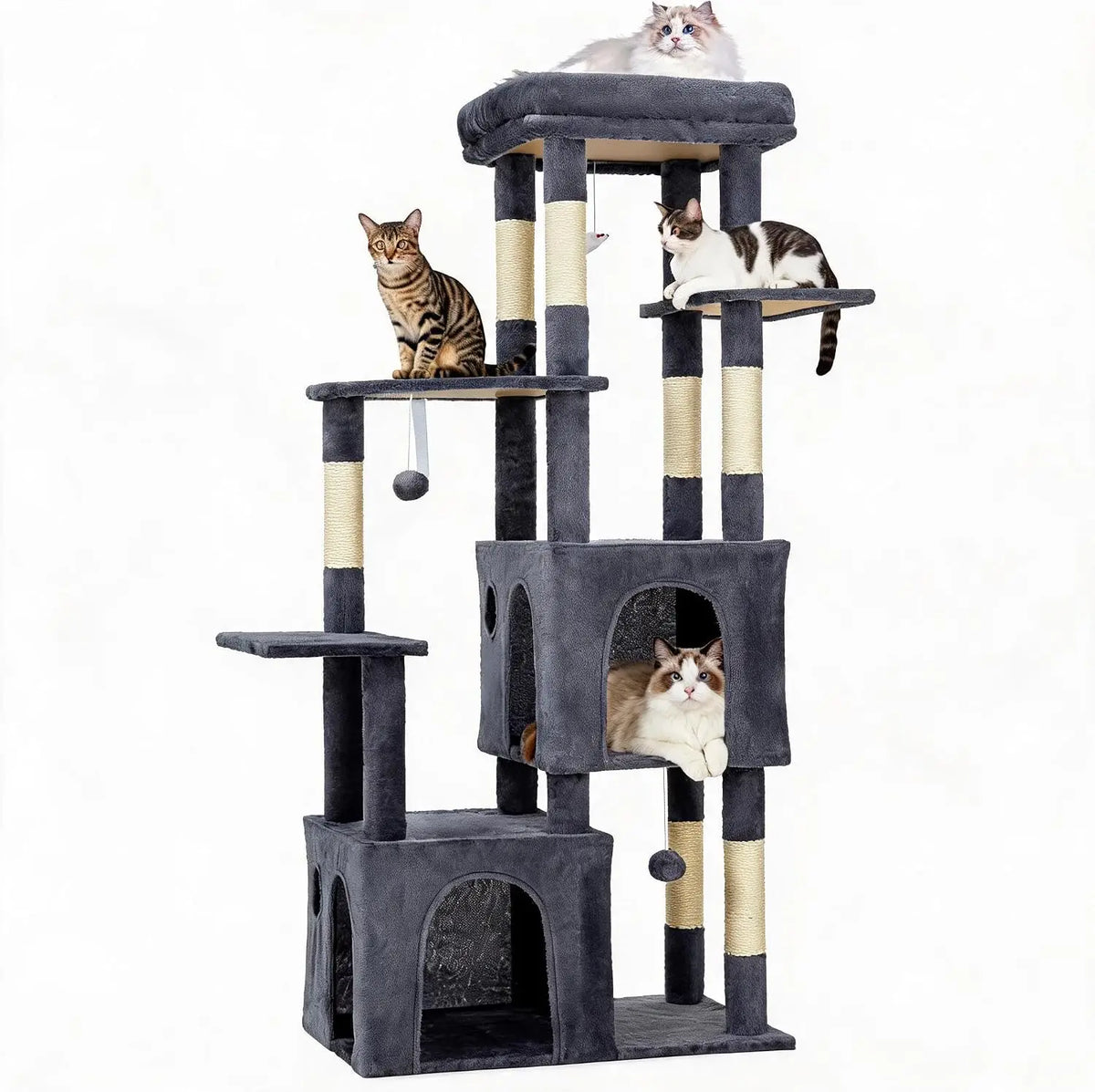 Tacleekii Premium Multi Level Indoor Cat Tower With Sisal Scratcher