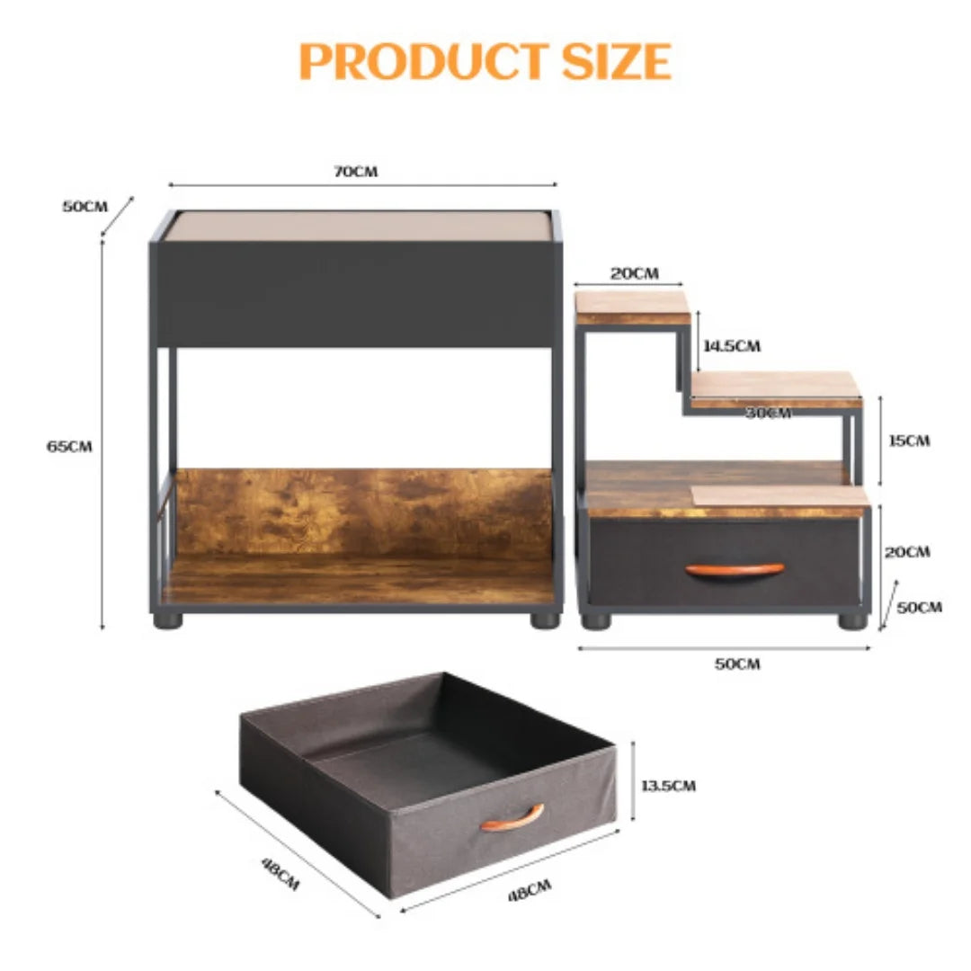 Elevated Dog Bunk Bed With Integrated Pet Stair And Storage
