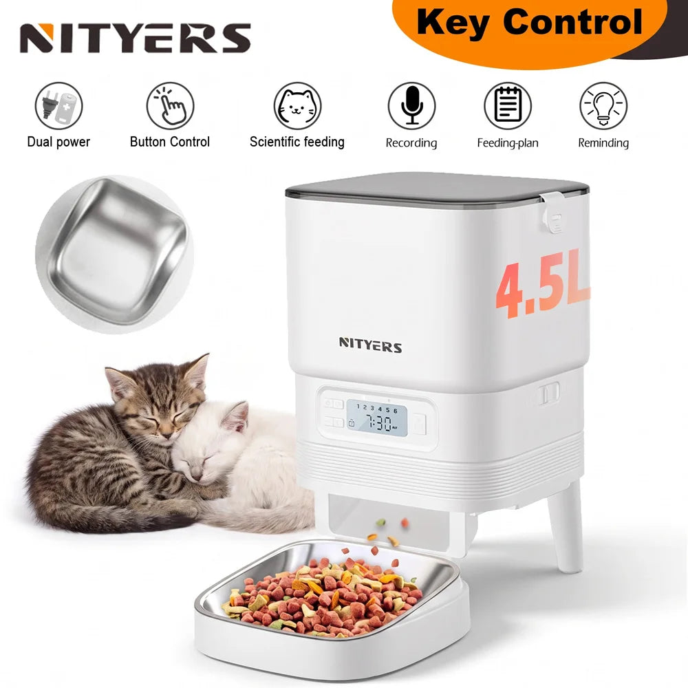 Nityers Automatic Pet Feeder With Stainless Steel And Voice Recorder