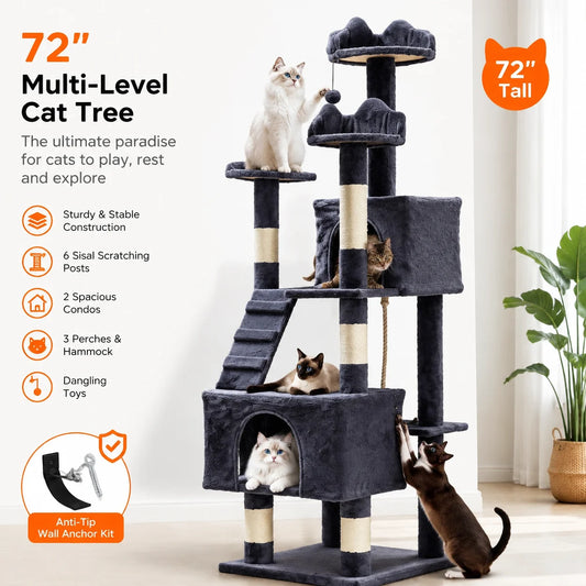 Durable Multilevel Cat Tower Featuring Sisal Posts And Secure Base