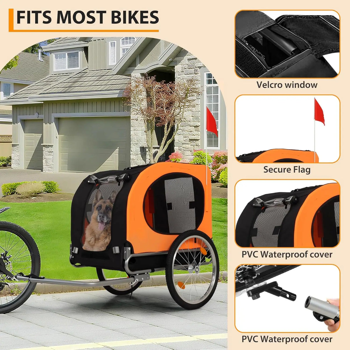 Twister Ck Premium Foldable Dog Bike Trailer With Sturdy Frame