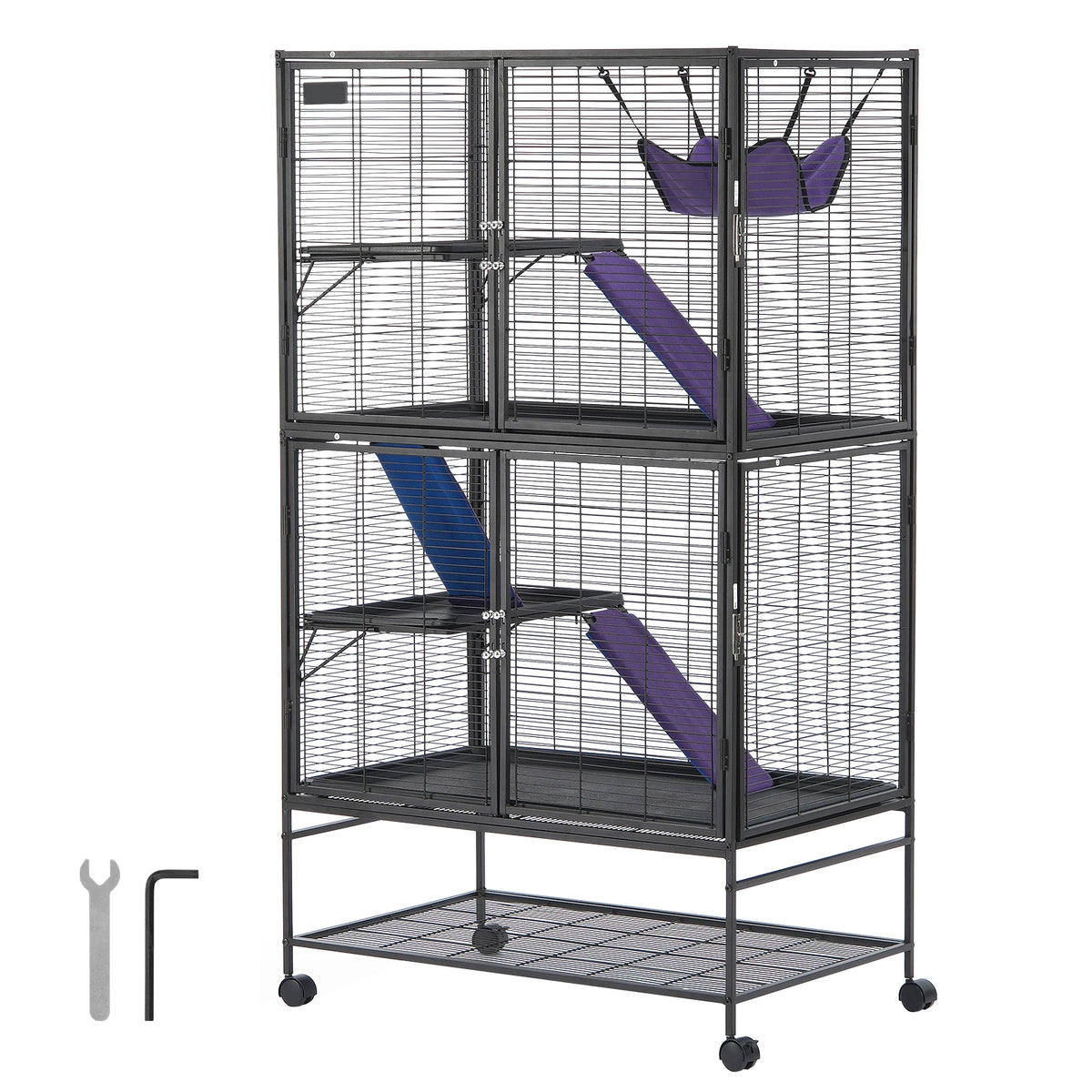 Four Tier Metal Rolling Small Animal Cage For Ferrets Rats