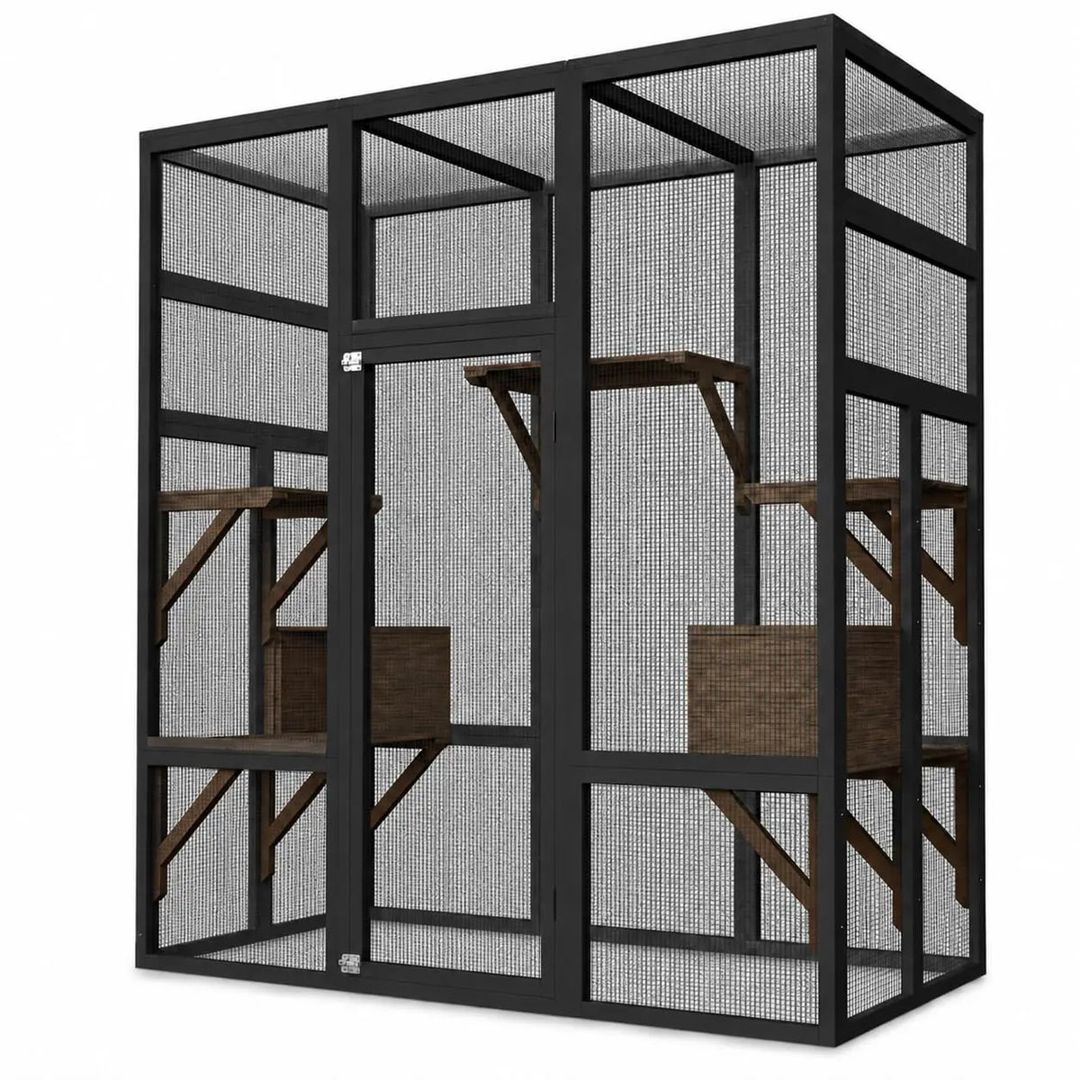 HiMISS Wooden Outdoor Catio Cat Enclosure With UV Roof